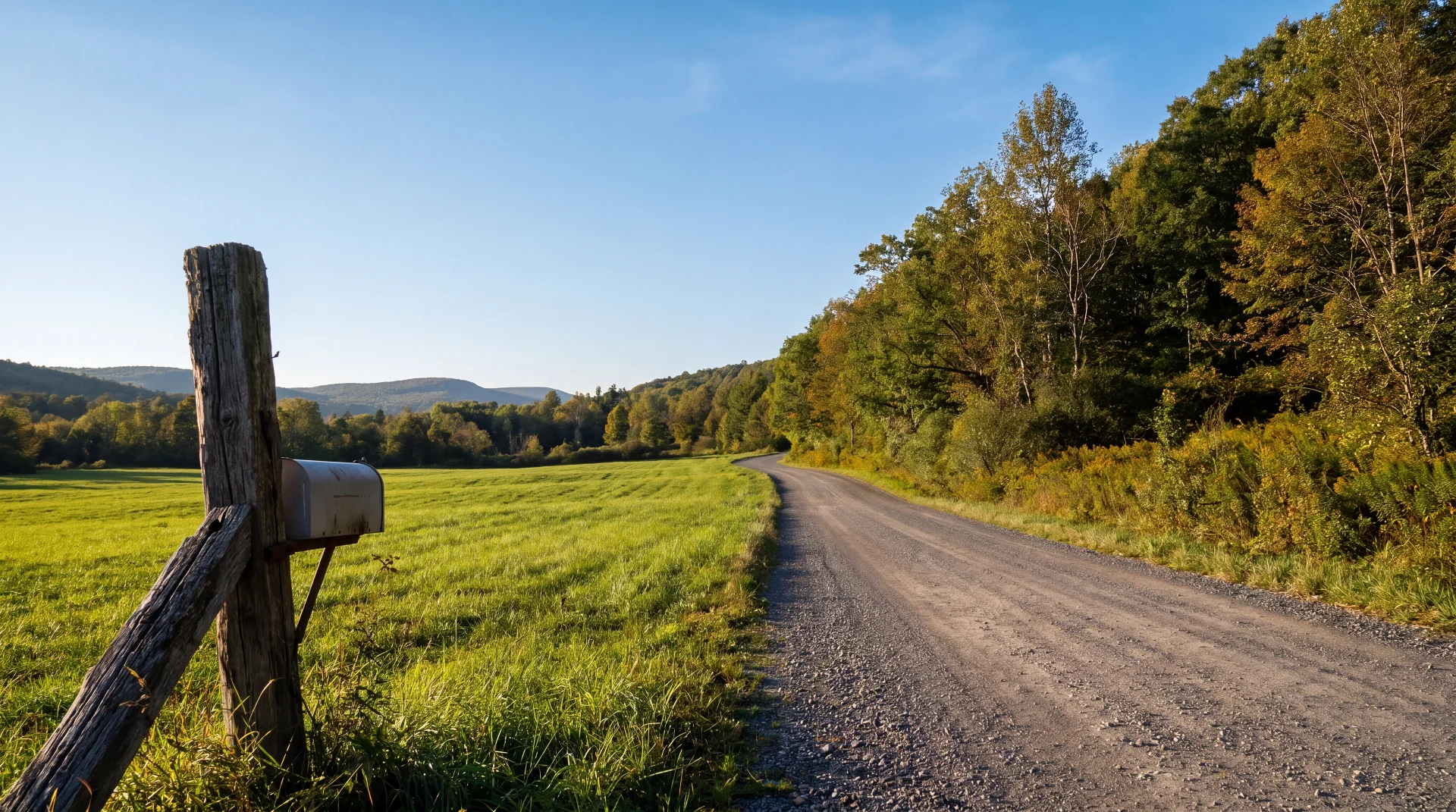 Gravel country road in rural Schoharie County New York